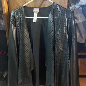 Chico's Black Perforated Drape Jacket